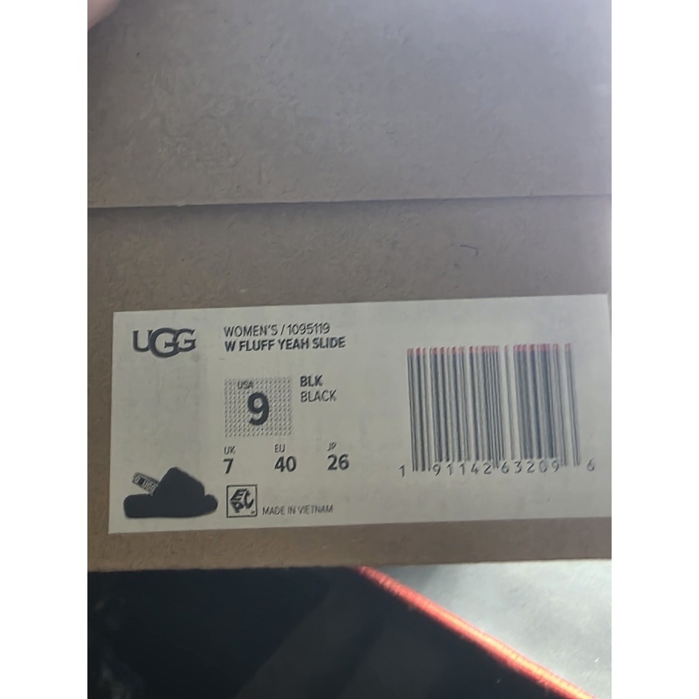 UGG Fluff Yeah Slide Black Fur Platform Sandals Women's Size 9 w/ Box - Picture 7 of 7